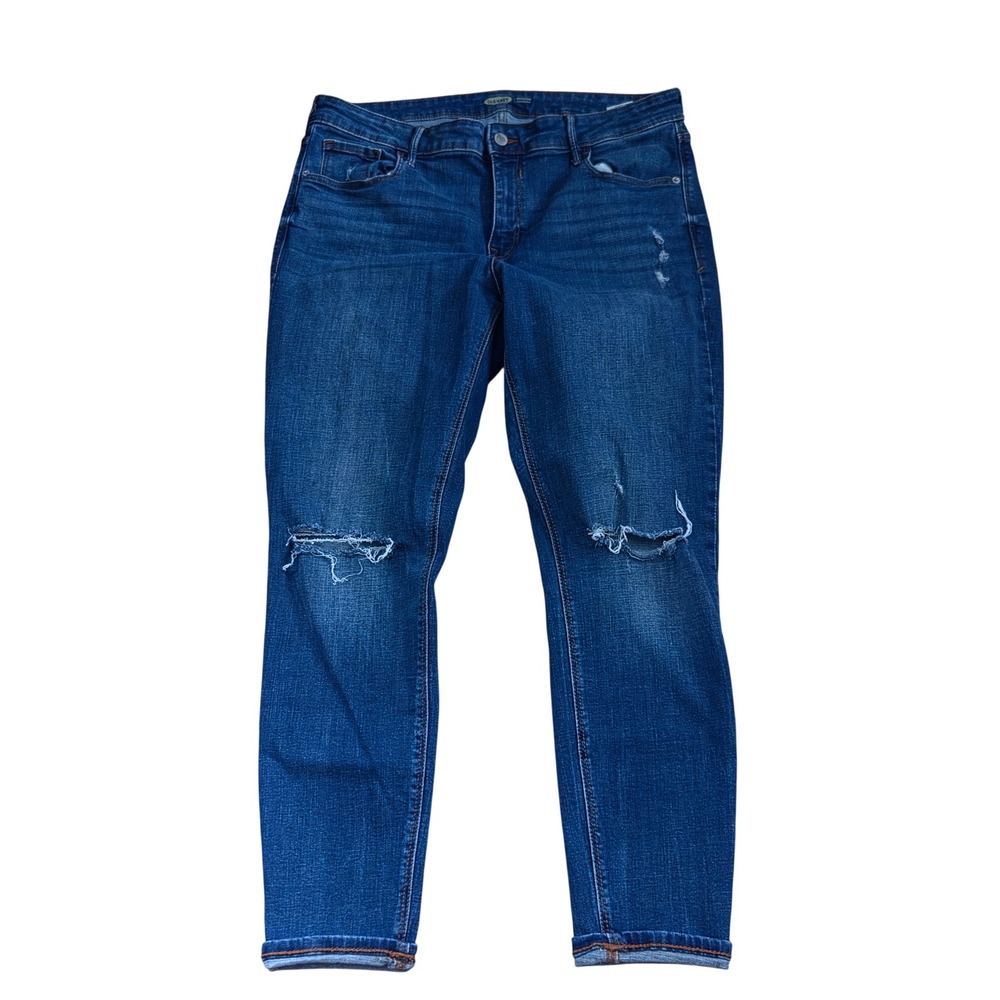 Old Navy Rockstar Super Skinny Distressed Jeans Womens 16 Blue Ripped Denim